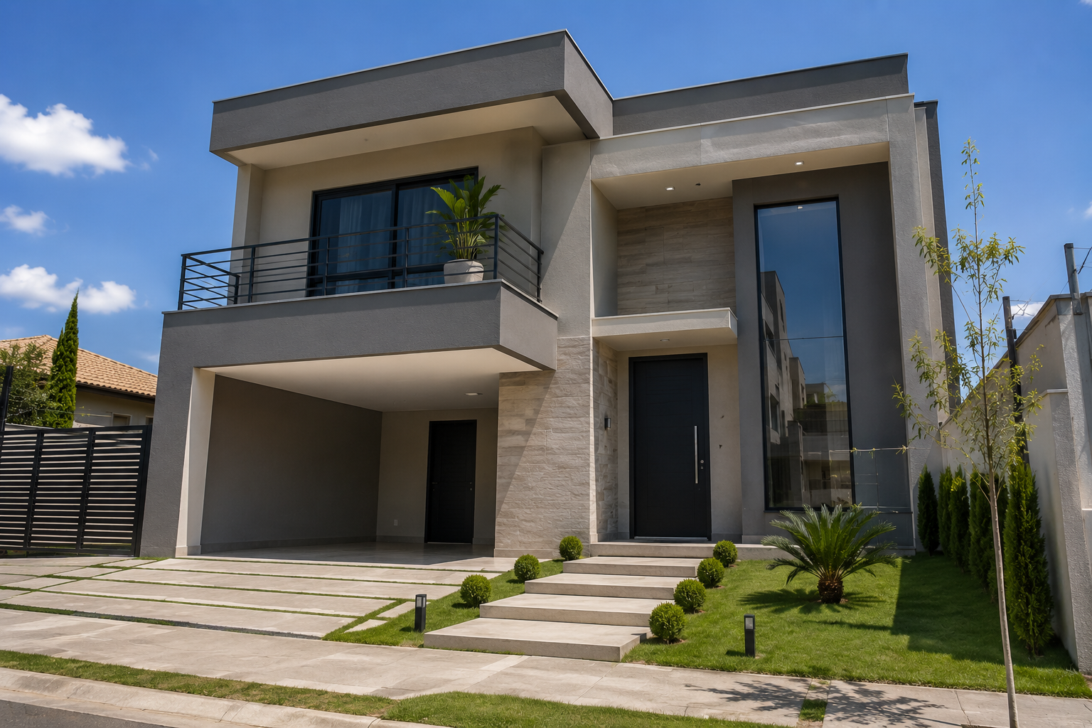 Residência de alto padrão com fachada contemporânea